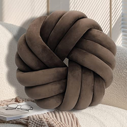 GYCS Knot Cushion, Soft Plush Cushion, Knotted Cushion, Decorative Cushion for Sofa, Bed, Decorative, Knot Cushion, Throw Cushion for Home Decoration, Bedroom, Couch,Braun,35cm