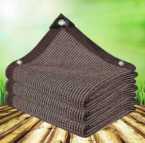 Rete Ombreggiante Giardino con Occhielli, Vela Ombreggiante Rettangolare 3x4m Ombra 90% Protezione Solare Ombreggiante Occhiellato Serra, Fienili, Patio, Pomodori, Giardino,brown-6x6m
