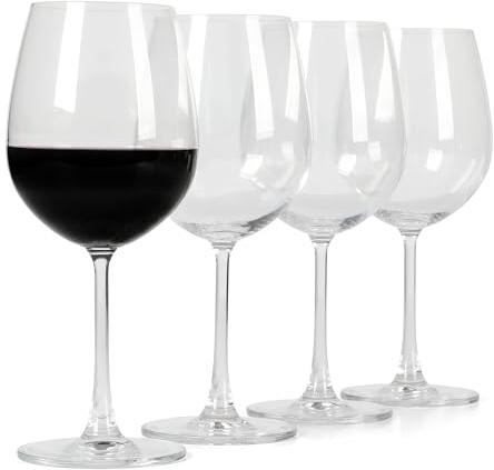 Martha Stewart Vivica 4-Pack Red Wine Glass Set, 20 oz – Elegant Stemmed Wine Glasses for Red Wine, Durable Clear Glassware for Dining, Entertaining, or Everyday Use