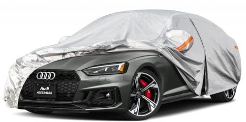 Kayme Autoplane Wasserdicht Atmungsaktiv für Audi A5 (2009-2025), 6 Schichten Vollgarage Autoabdeckung für Regen Sonne Staub Schutz Verkratzt, Autoabdeckung mit Reflektierenden Streifen.