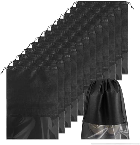 Mordx Packung mit 12 durchsichtigen Schuhbeuteln mit Kordelzug, Reiseschuhbeutel, tragbare staubdichte Schuhtasche, geeignet für den täglichen Gebrauch und auf Reisen
