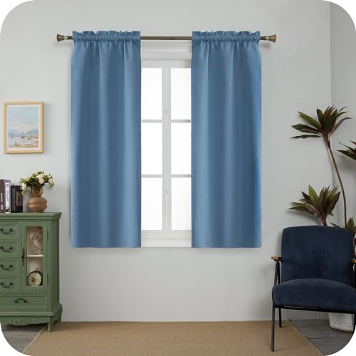 GIRASOLE HOME Coppia Tende Barbados Termiche Totalmente Oscuranti 2 Pannelli da 70x150cm con Tasca, Denim