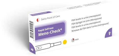 Swiss Point Of Care Meno-Check - Test rapide de détection de la ménopause par le taux de l'hormone folliculo-stimulante (FSH) dans l'urine, autotest Rapid Test pour la maison