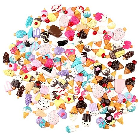 STOBOK 100St Bausatz zur Schmuckherstellung Zubehör für Eiscreme-Harze geschmücktes Zubehör Stempelkissenmaterial für Kinder Material für Segensbeutel selber machen Handyhülle Haarschmuck