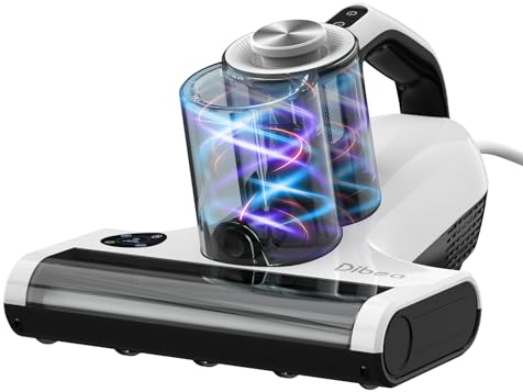 Dibea Aspirapolvere a mano per materassi, 18 kpa aspirapolvere acari per materassi, 450 W, sensore acari della polvere, indicatore LED, 60 ℃ vento caldo, ultrasonico, rimuove 99,99% cimici, batteri