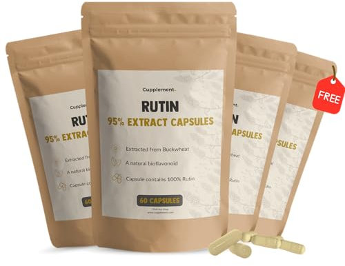 Cupplement 240 Rutin Kapseln Kostenlose Pillendose 500 MG pro Kapsel 95% extract - Kein Pulver Bio - Nahrungsergänzung - Superfood - Tabletten - Venen - Rutine - Venenschatz - Tabletten