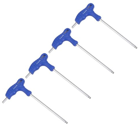 sourcing map 4pcs 4mm Hex Key T-Handle Dual End Wrench, Metric CR-V Steel Ball End Spanner for Automotive Household Maintenance