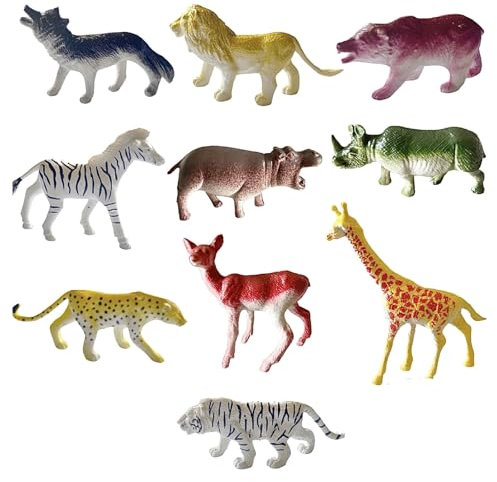 Set Animali Giungla e Zoo - 10 PCS Mini Figure per Bambini - Giocattoli da Festa