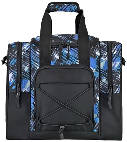 Bowlingtaschen 1 Ball - Einzelne Bowlingballtasche - Multifunktionale Tasche mit verstellbarem gepolstertem Innengurt, geeignet für, Schuhe, Handtuch für Damen und Herren, blau, | Tasche mit verstellbarem gepolstertem Innengurt, geeignet für, Schuhe, Handtuch für Damen und Herren, blau,