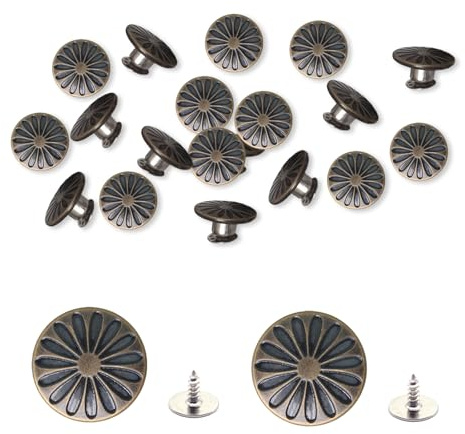 YAFIYGI Set di 20 bottoni di ricambio per pantaloni, senza cuciture, in metallo, per jeans, per riparazioni in denim resistente, con rivetti, per jeans blu, da uomo e da donna
