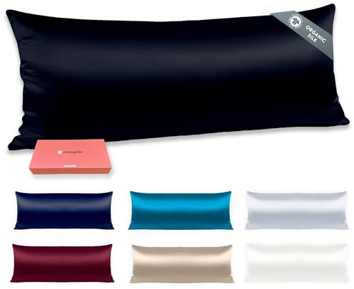 90 x 45 cm Color Negro. Funda de Almohada de Seda Seda 6A Mulberry de 22 Momme. Termorreguladora, hipoalergénica, cuida de tu Piel y tu Cabello. Certificada Oeko-Tex y Gots.