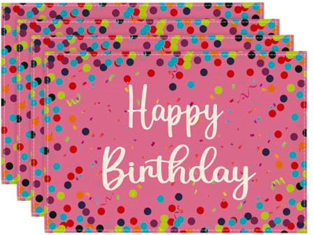 Artoid Mode Juego de 4 manteles individuales de 30 x 45 cm, diseño de lunares, color rosa