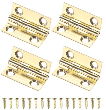 M METERXITY 4-Pack Petites Charnières De Porte, 1in (25mm) | Charnières à Plier Miniatures En Laiton Pour Porte Intérieure Avec Vis Pour Boîte En Bois/Boîte à Bijoux/Armoire