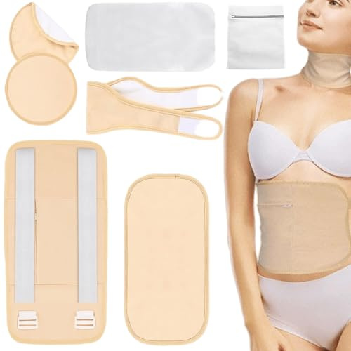 Asfrode 7 stycken ricinoljeförpackning, återanvändbar ricinolja förpackningssats ekologisk för mage vader knä hals och bröst ricinolja pack wrap kit för leveravgiftning muskelsmärta nackavslappning