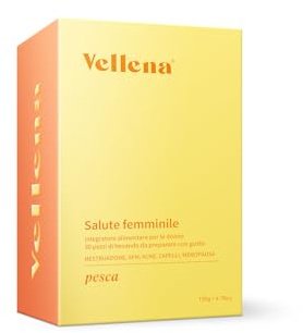 Vellena - Bevanda per la salute femminile - Che allevia SPM, Acne, Mestruazioni Irregolari e Dolorose, Crampi e Gonfiori, Perdita di capelli, Menopausa problematica (1PACK, Pesca)