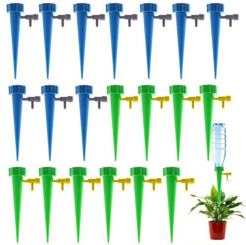 20 Stück Automatisch Bewässerung Set, Tröpfchenbewässerung Flasche, Bewässerungssystem Flaschenaufsatz, Selbstbewässernde Spikes, Bewässerung Zimmerpflanzen, Garten Balkon Bewässerungssystem