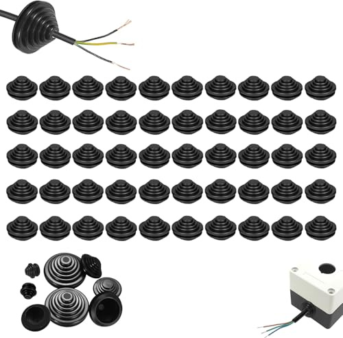 50 Stück Kabeldurchführung Wasserdicht Kabeltüllen Gummitüllen, Tower Gummistopfen Set, Durchgangstüllen Sortiment zum Schutz Elektrogeräte Kabel Draht (50PCS, 25mm)