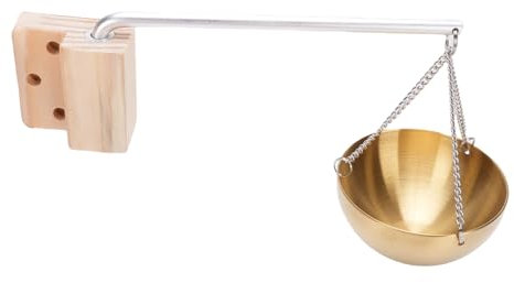 Tnfeeon Sauna Oil Cup Golden Stainless Steel 12CM Round Sauna Aromatherapy Oil Holder Essential Fragrance Diffuser Bowl with Swinging Arm for Spa