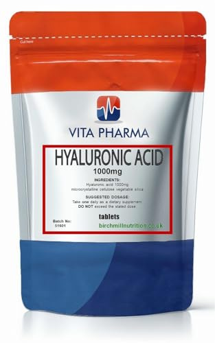 VITA PHARMA Hyaluronic Acid 1000mg 60 Tablets, Skin Hydration & Elasticity, Joints & Mobility, Collagen & Tissue Health, Anti-Ageing Support