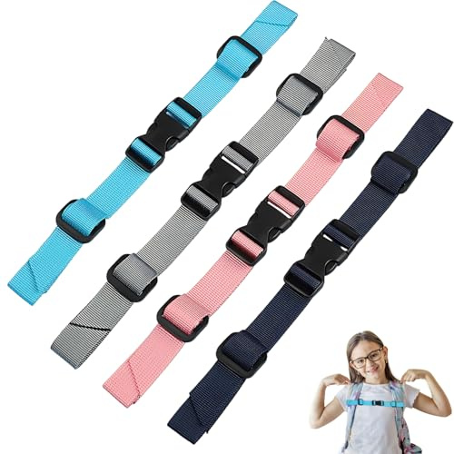 YceLon 4 Stück Rucksack Brustgurt, Verstellbarer Rucksack Kinder, Nylon Brustgurt für Schulrucksack, Rutschfeste Gurte für Wanderungen und Outdoor-Aktivitäten