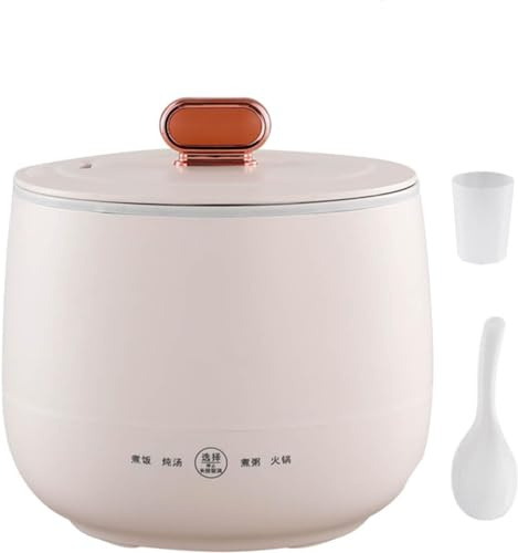 Olla Arrocera De 1.8l Pequeña, Mini Olla Arrocera Eléctrica con Antiadherente, Mini Olla Arrocera para 1-2 Personas, 4 Funciones De Cocción Múltiple para Hacer Arroz, Sopa, G, Pink, 1.8L