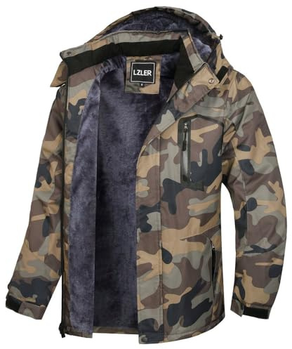 LZLER Men's Winter Jackets Warm Windproof Ski Snow Winter Coats Waterproof Fleece Windbreaker Snowboarding with Hood