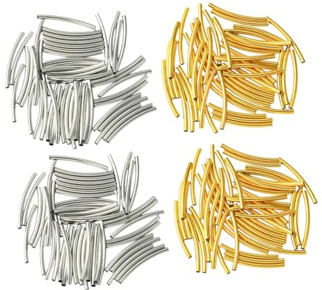GARIOUANS 100 St Curved Tube Beads Mix Färger Metall Smyckestillbehör för DIY Armband Halsband Örhängen Kreativa Smycken