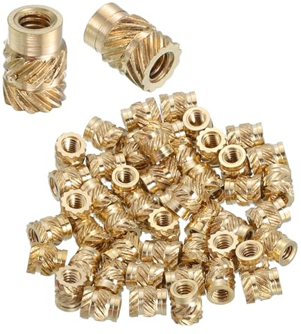 QUARKZMAN 48 Pcs Insertos Roscados, M2 x 5mm L x 3.5mm OD Puro Latón Tuercas Métricas Estriadas Insertos Roscados Para Termofijación Insertos De Empotrar Para Componentes De Impresión 3D