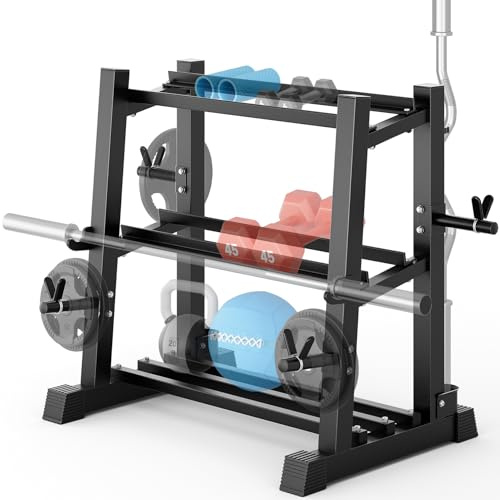 YOLEO Rack Palestra - Rastrelliera pesi Regolabile Porta pesi Palestra Casa, Porta Dischi Palestra pesi Pesanti Supporto per Manubri (Cornice rettangolare multifunzionale)