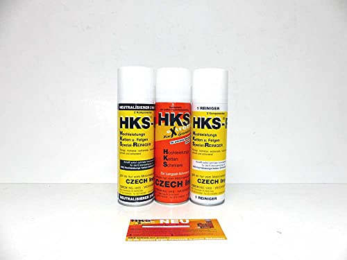 HKS-CZECH extrem New Generation – Hochleistungs Kettenspray | Rein Synthetisches Kettenschmiermittel | HKS-CZECH HKS-R – 2-Komponenten-Kettenreiniger Set (BUNDLE-001)