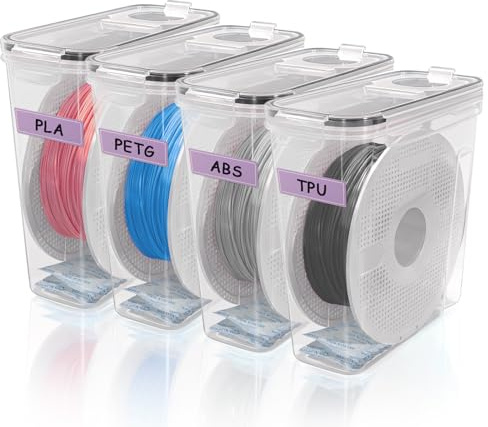 AJOYIB Boîte de Stockage pour Filament d'Imprimante 3D, Lot de 4 Boîtes de Sèchage avec Dessicant Silica Gel Réutilisable pour Bobines de 1KG PLA ABS PETG, Protection contre l'Humidité