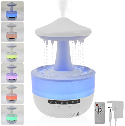 Humidifier, Bedroom Air Moisturizer featuring Water Drop Sound, Aromatherapy Diffuser 2-in-1, Multi functional including Bluetooth Speaker, Multiple Gradient Color Lights