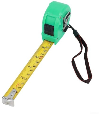Mètre ruban rétractable de 3 mètres en acier avec indicateurs métriques et pouces, lame en acier au carbone, boîtier en ABS résistant aux chocs et cordon anti-chute pour une utilisation sûre