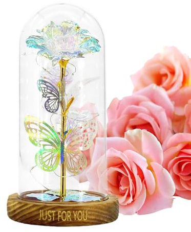 Générique Rose aus Glas | Romantische Dekoration zum Valentinstag – Glasrose Konservierte Valentinstag – für Wohnzimmer Schlafzimmer Haus Frauen Mädchen Oma Party