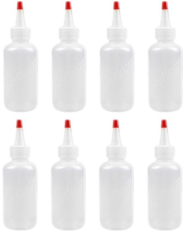 LIFKOME Botella Exprimible de Plástico Ldpe 120 Ml, Aplicador Punta Fina para Pegamento y Manualidades, Pack de 8 Unidades, Dispensador Preciso para Artes y Trabajos Creativos