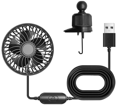 Ventilateur de voiture portable - Refroidisseur mini USB, circulateur d'air à trois vitesses, ventilateur compact pour véhicule | Refroidisseur plug and play réglable pe