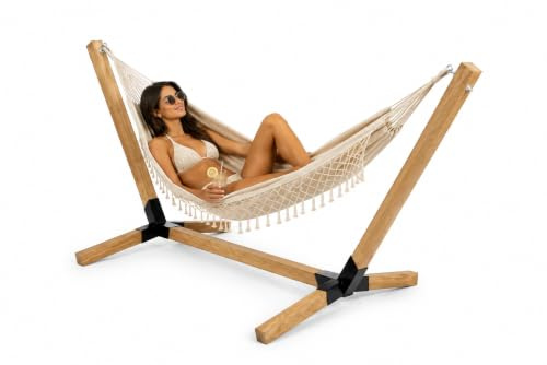 EcoTraps Hängemattengestell aus Buchenholz 325 cm – Premium Holzgestell Braun für Hängematte
