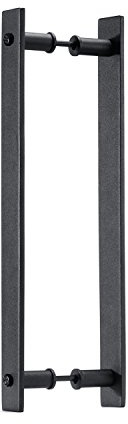 Toprema Black Steel Sliding Barn Door Handle Pull Rustic Two-Sided Flush Flat Bar-to-Bar Handles Wood Door Hardware
