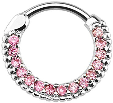 beyoutifulthings Piercing-Ring ZIRKONIA Universal-Piercing Brust Nippel Nase Septum Ohr Helix Click-Verschluss Edelstahl Silber Gold 1,2/1,6mm 8mm