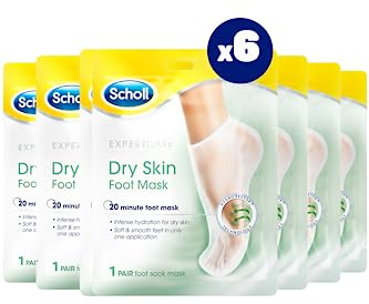 Scholl Expertare Dry Skin Foot Mask - Nourishing Foot Mask with Coconut Oil, Urea, and Shea Butter - Up To 24-Hour Moisture for Dry Foot Skin - 6 Pairs of Foot Mask Socks