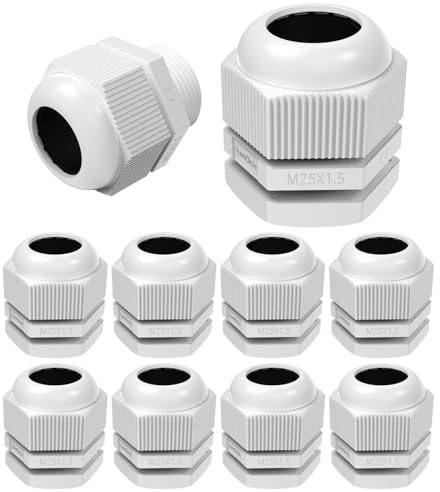 Lumonic 10x Kabelverschraubung M25 PG16 IP67 metrisch d9-17mm I Kabeldurchführung wasserdicht in grau I Verschraubungen, Schlauchdurchführung M25 PG16