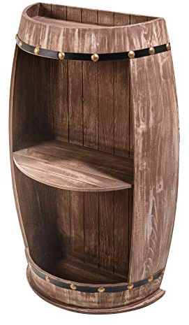 invicta INTERIOR Regal Bodega 50cm - Natur - Pinienholz Weinfass-Optik | Montiert, Shabby Chic, für Weinflaschen, einzigartige Maserung, pflegeleichte Oberfläche, Unikat