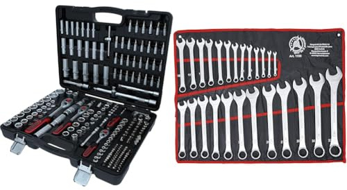 KS Tools 917.0795 1/4%22+3/8%22+1/2%22 Steckschlüssel-Satz, 195-tlg. & BGS Diy 1198 | Maul-Ringschlüssel-Satz | 25-tlg. | SW 6-32 mm | inkl. Tetron-Rolltasche | Gabelringschlüssel
