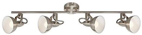 Briloner Leuchten – taklampa, spotlight med 4 lampor, spotlight roterbar och vridbar, retro/vintage, 4 x E14, 40 watt, metall, satinvit, 790 x 190 mm (L x H)