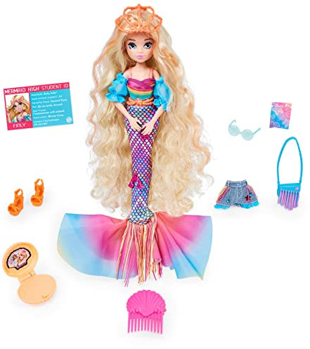 MERMAID HIGH, Finly Deluxe Meerjungfrau Puppe & Zubehör mit abnehmbarem Schwanz, Puppenkleidung und Modeaccessoires, Kinderspielzeug für Mädchen ab 4 Jahren