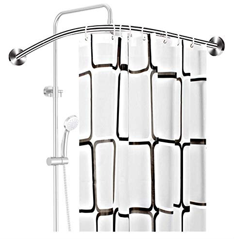 GNCCI Duschstange Ohne Bohren Ecke Badewanne Gebogene Duschvorhangstange Ohne Bohren L Form Duschvorhangstange Ecke Aus Edelstahl,Für Umkleidekabine Kabinenstange Umkleide