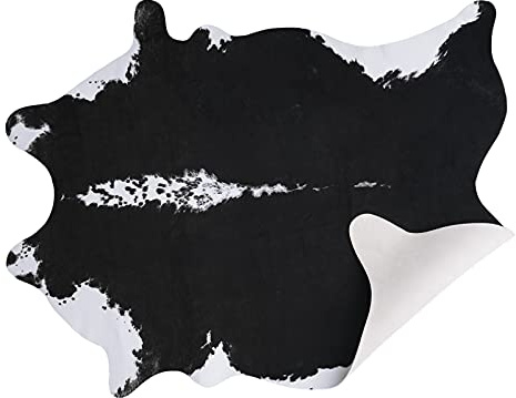 AROGAN Premium-Kunst-Rindsleder-Teppich, 12 x 15 cm, langlebig und groß, Kuh-Druck, geeignet für Schlafzimmer, Wohnzimmer, Westerndekoration, Kunstfell, Tier, Kuhhaut-Teppich, Schwarz | Premium-Teppich aus Rindsleder, Westernteppich für Schlafzimmer, Wohnzimmer, Dekoration, strapazierfähiges Rindslederimitat
