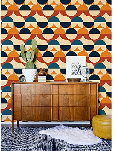 Coloray - Papier Peint En Tissu 250x104cm Intissé Meuble Chambre Salon Cuisine Muraux Entoilage Décoration - Cercles rétro Vintage OldShool Pastel Mix de couleurs vives