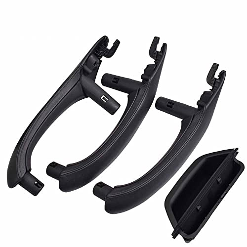 Hacreyatu Black Inner Door Handle Leather Left Right Door Pull Handle Trim Kits Replacement Window Switch Armrest Panel for BMW X3 X4 F25 F26 2010-2016 (4PCS)