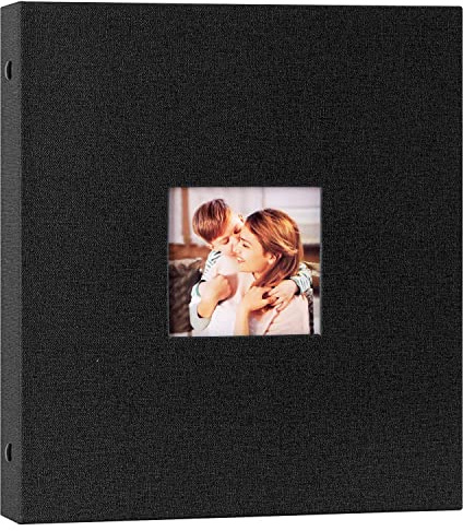 Lanpn Fotoalbum, 28,9 x 35,6 cm, Leinen, fester Einband, säurefrei, Einsteck-Fotoalben, Hüllen für 50 vertikale Oberlastung, nur 28,9 x 35,6 cm (schwarz)